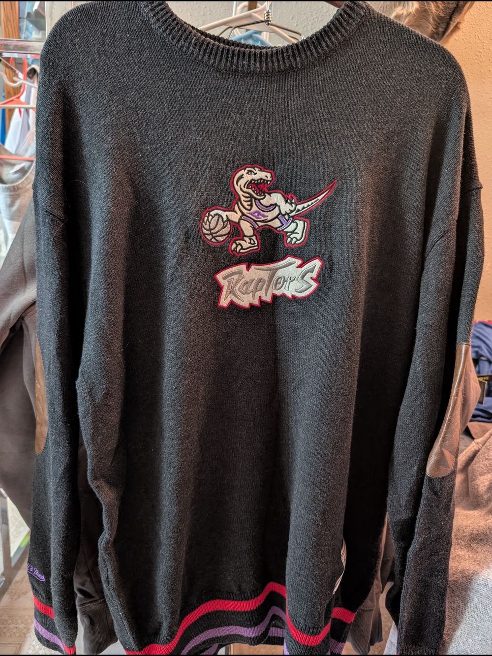 Mitchell & Ness Toronto Raptors Crewneck Sweater with Red & Purple Accents